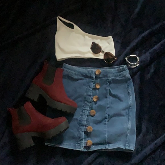 free people bodycon denim skirt - Picture 2 of 3